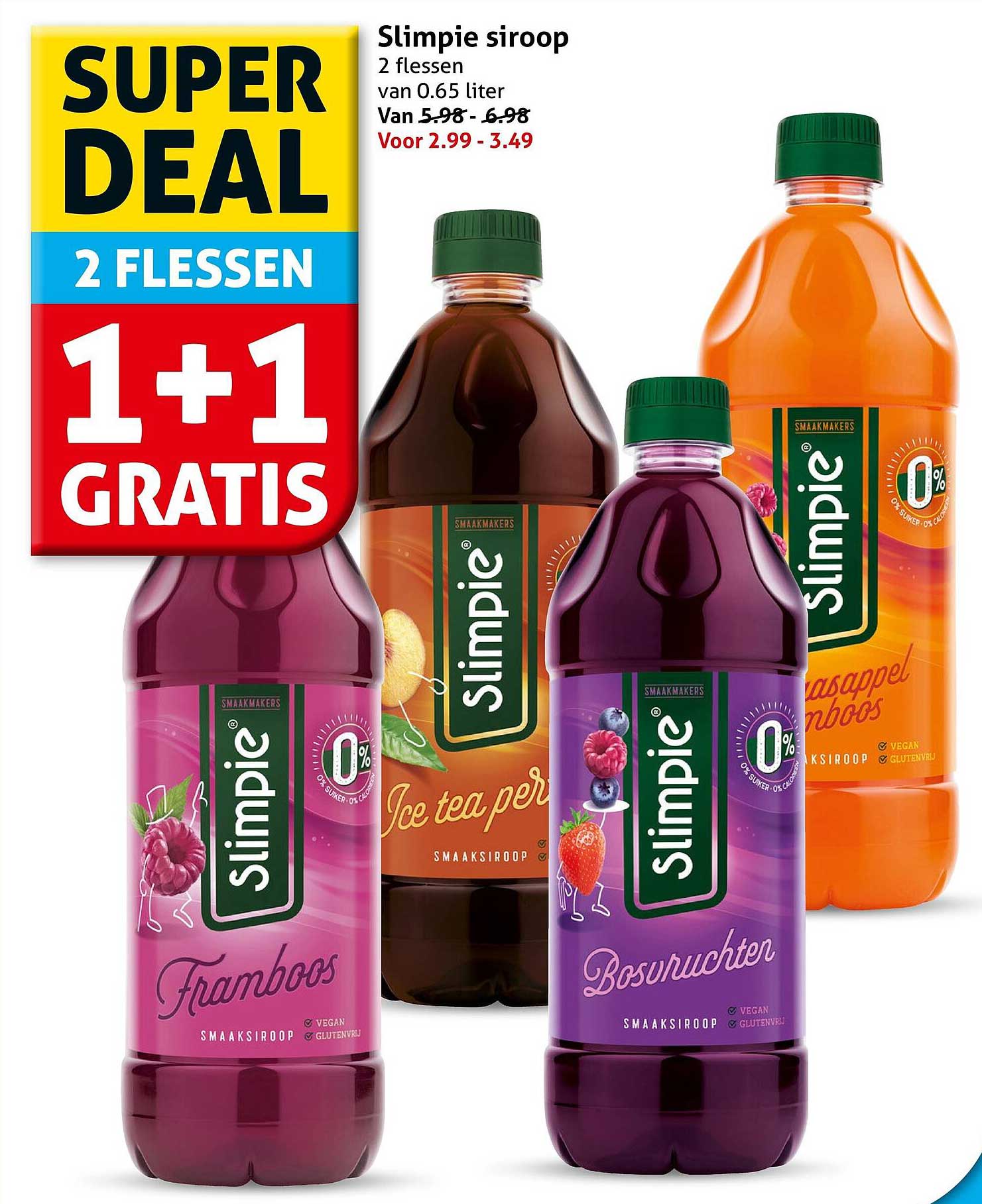 Slimpie siroop 2 flessen van 0.65 liter 1+1 gratis