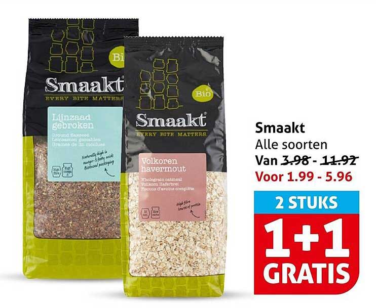 Smaakt Alle soorten 1+1 gratis