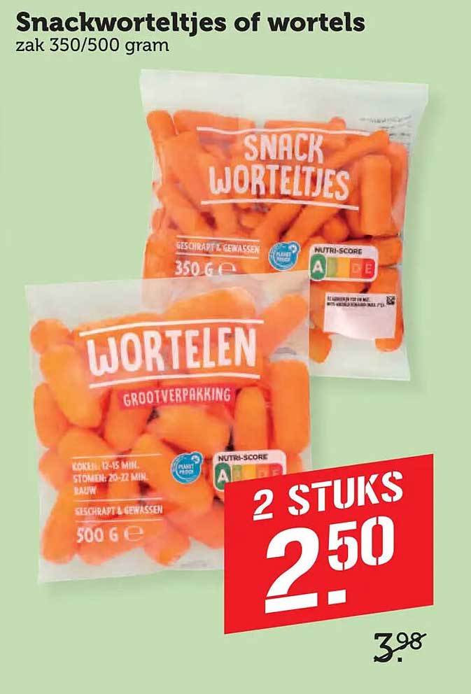 Snackworteltjes of wortels zak 350/500 gram 2 STUKS