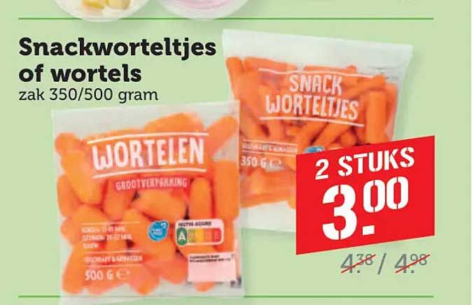 Snackworteltjes of wortels zak 350/500 gram 2 STUKS