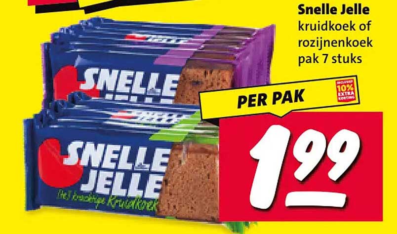 Snelle Jelle kruidkoek of rozijnenkoek pak 7 stuks
