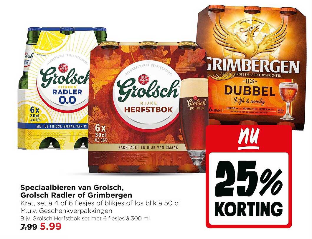 Speciaalbieren van Grolsch, Grolsch Radler of Grimbergen 25% korting
