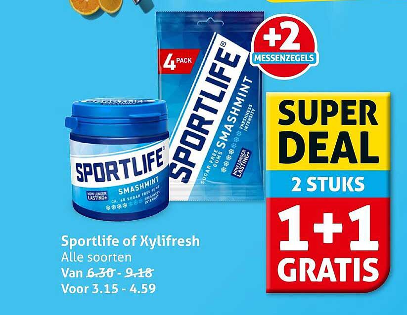 Sportlife of Xylifresh Alle soorten 1+1 GRATIS