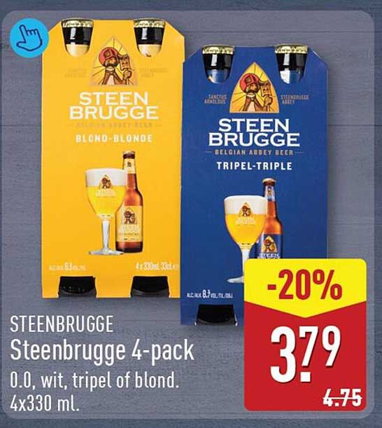 Steenbrugge 4-pack 0.0, wit, tripel of blond. 4x330 ml. -20%