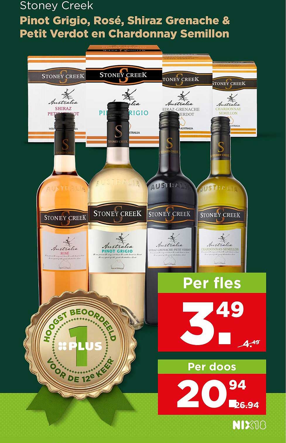 Stoney Creek Pinot Grigio, Rosé, Shiraz Grenache & Petit Verdot en Chardonnay Semillon