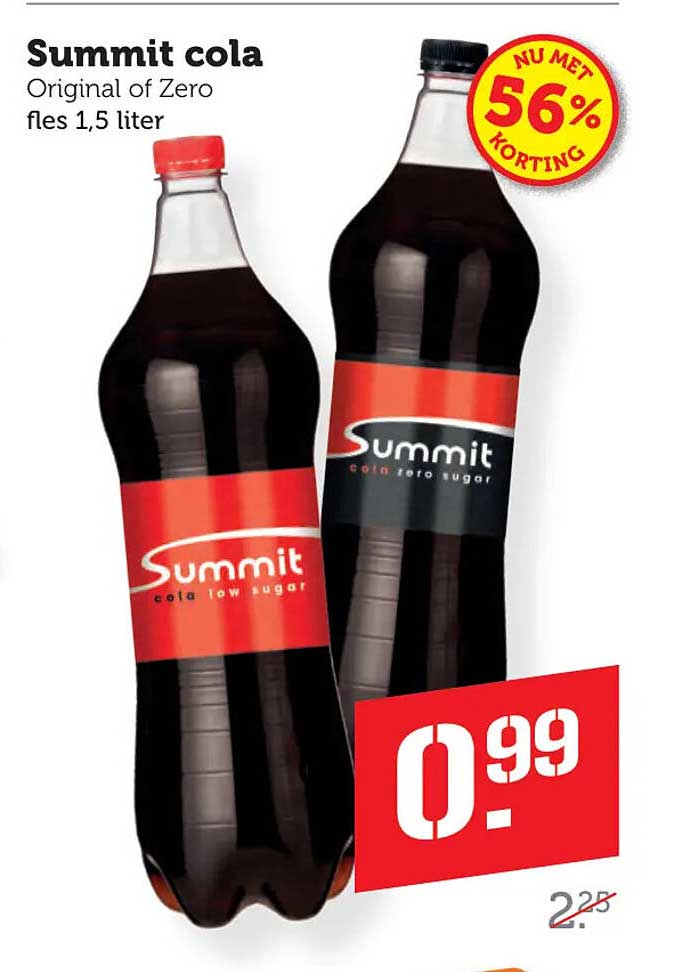 Summit cola Original of Zero fles 1,5 liter