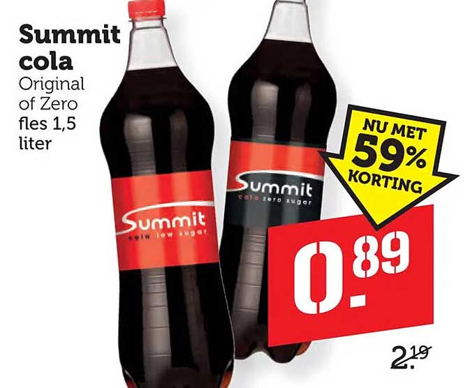 Summit cola Original of Zero fles 1,5 liter