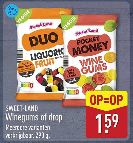 SWEET-LAND Winegums of drop Meerdere varianten verkrijgbaar. 290 g. OP=OP