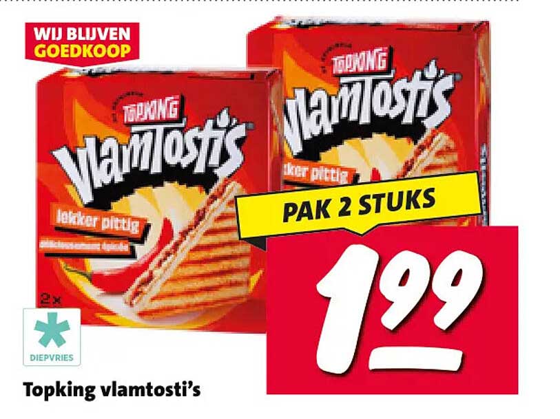 Topking vlamtosti's PAK 2 STUKS