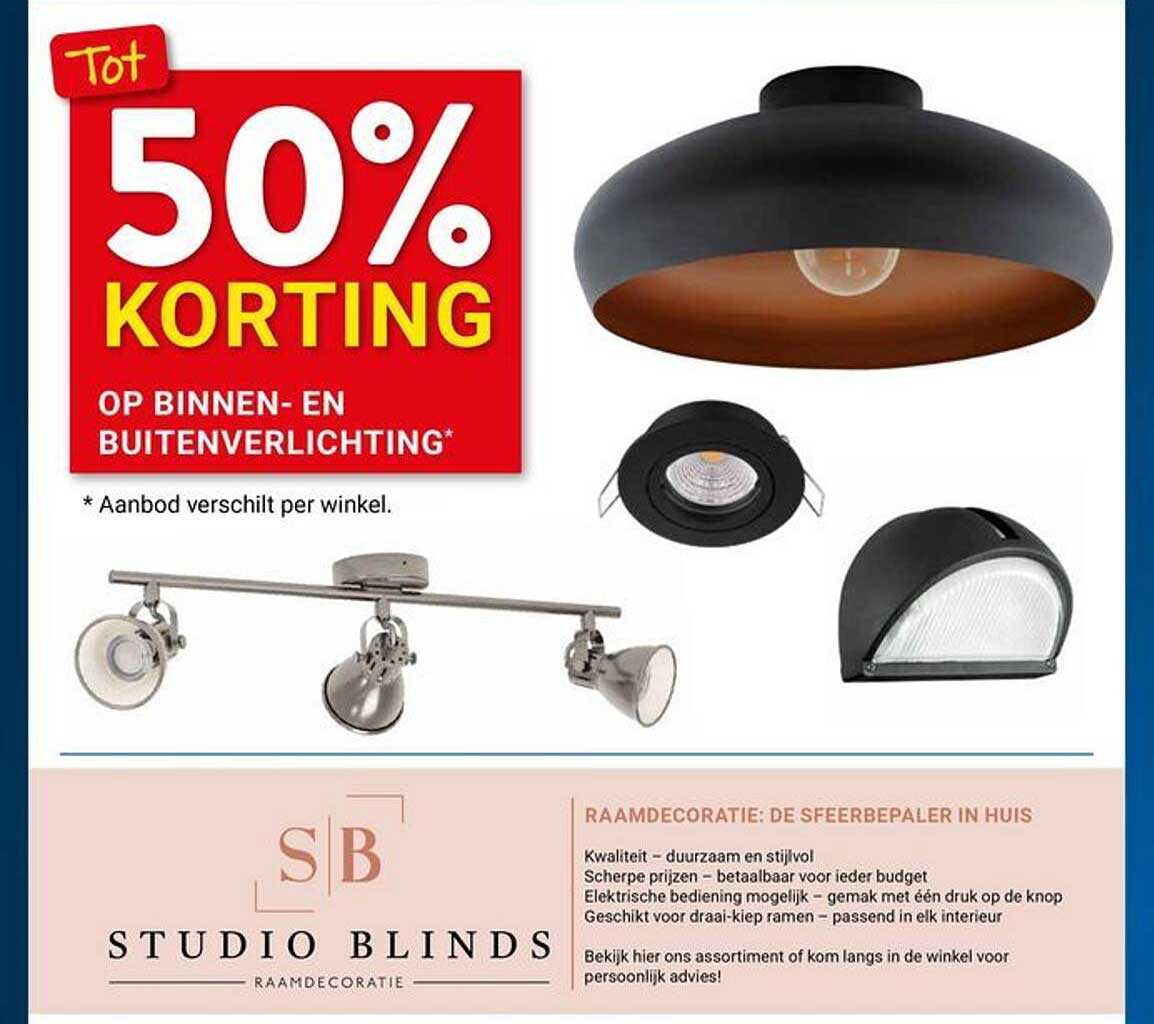 Tot 50% korting op binnen- en buitenverlichting