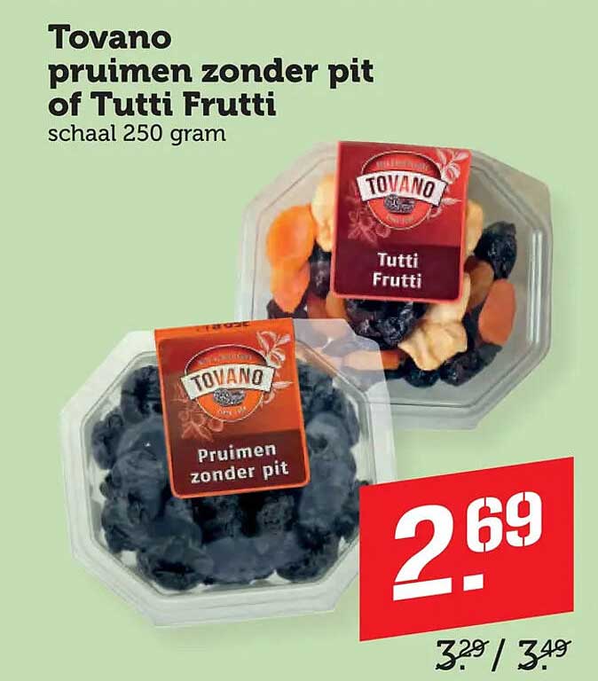 Tovano pruimen zonder pit of Tutti Frutti schaal 250 gram