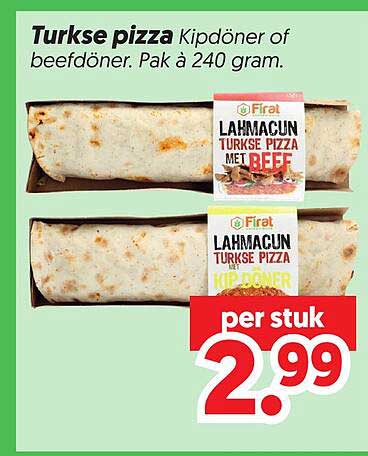 Turkse pizza Kıpdöner of beefdöner. Pak à 240 gram.