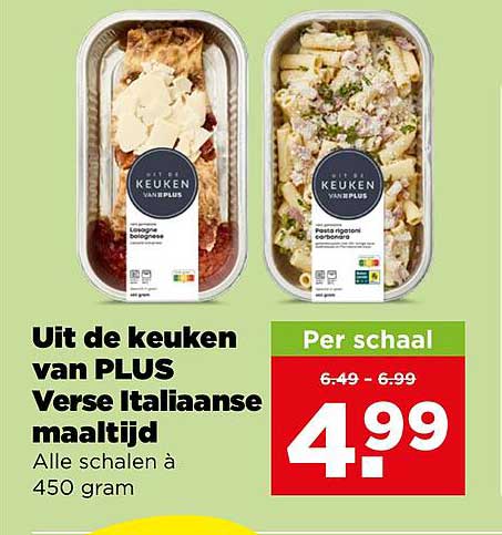 Uit de keuken van PLUS Verse Italiaanse maaltijd