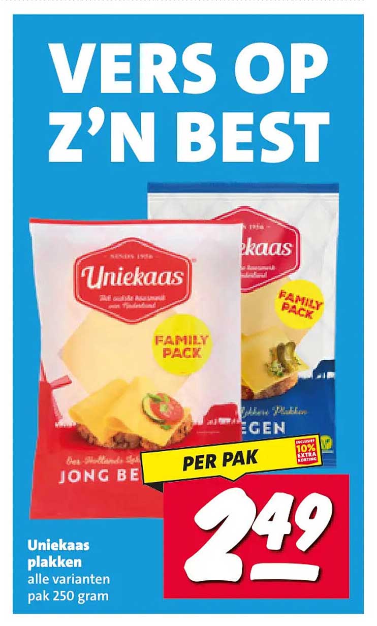 Uniekaas plakken alle varianten pak 250 gram