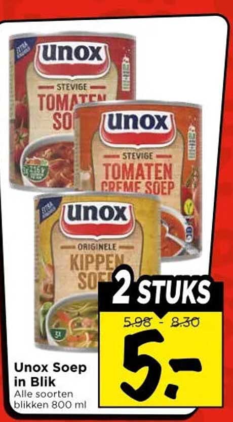 Unox Soep in Blik Alle soorten blikken 800 ml 2 STUKS