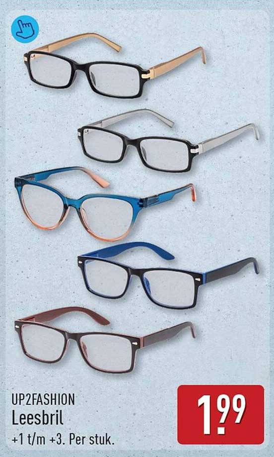 UP2FASHION Leesbril +1 t/m +3. Per stuk.