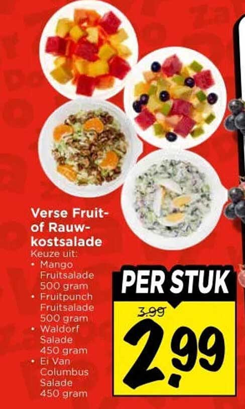 Verse Fruit- of Rauwkostsalade