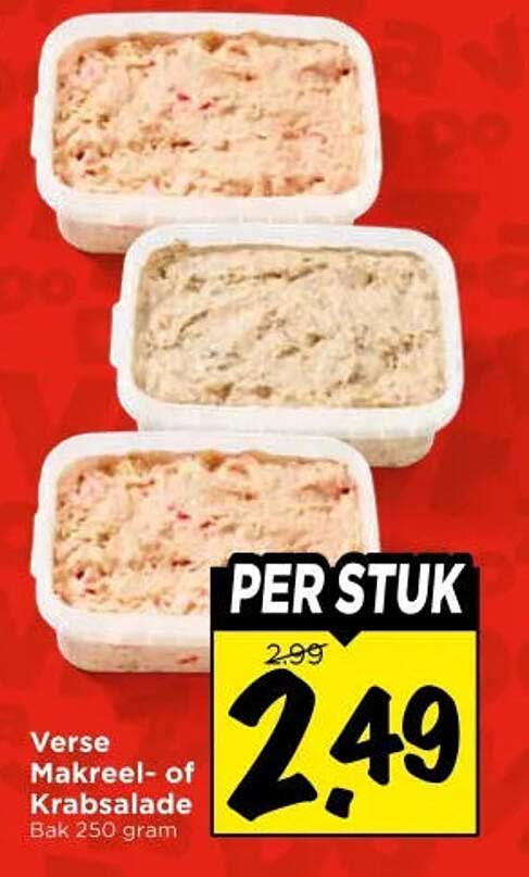 Verse Makreel- of Krabsalade Bak 250 gram PER STUK