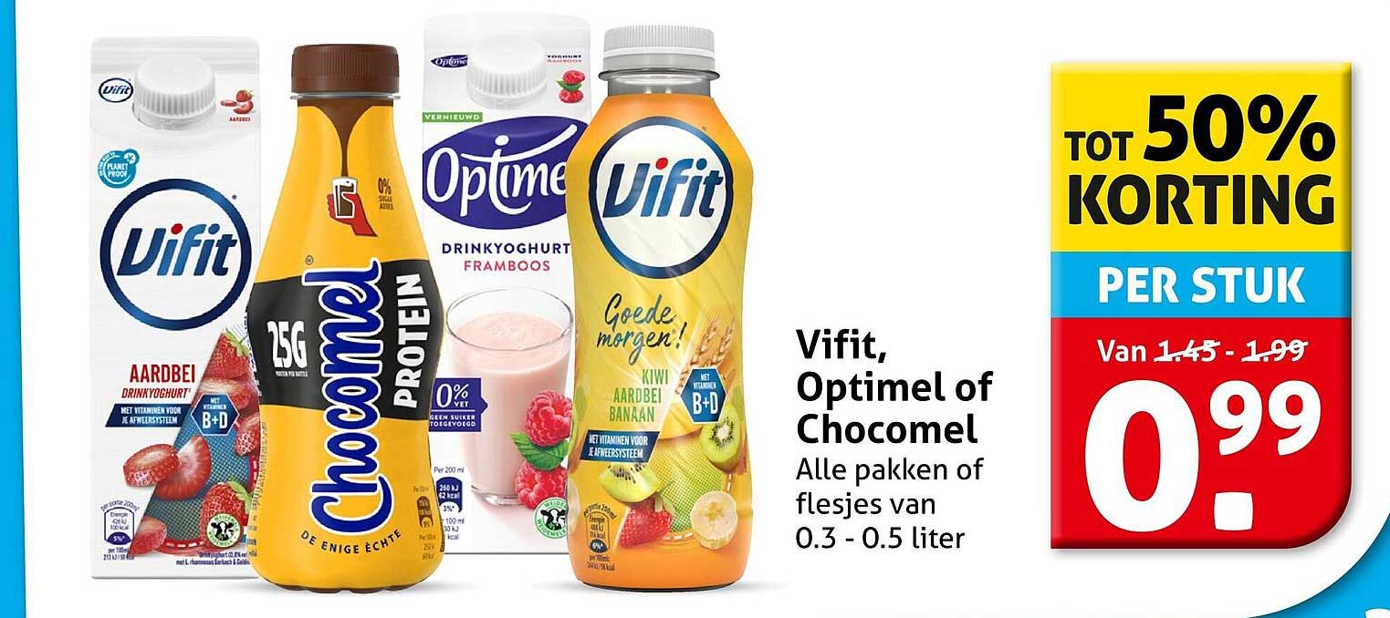 Vifit, Optimel of Chocomel Alle pakken of flesjes van 0.3 - 0.5 liter