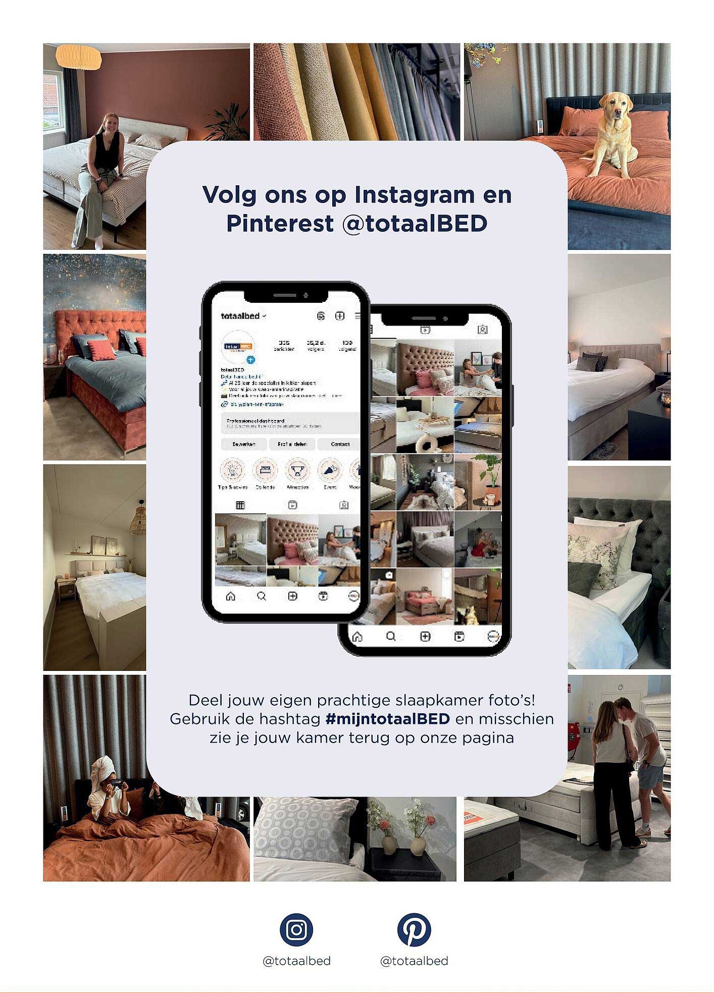 Volg ons op Instagram en Pinterest @totaalBED