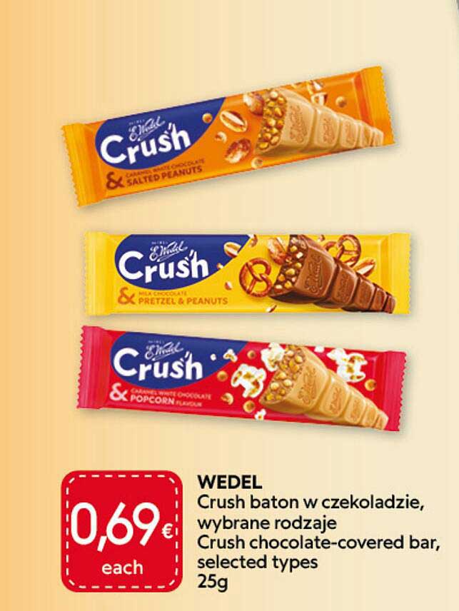 WEDEL Crush baton w czekoladzie, wybrane rodzaje / Crush chocolate-covered bar, selected types, 25g