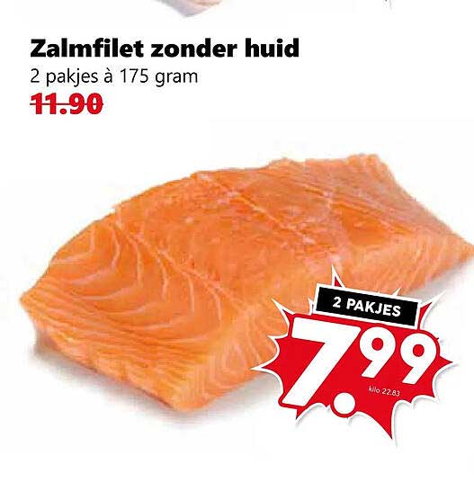 Zalmfilet zonder huid 2 pakjes à 175 gram