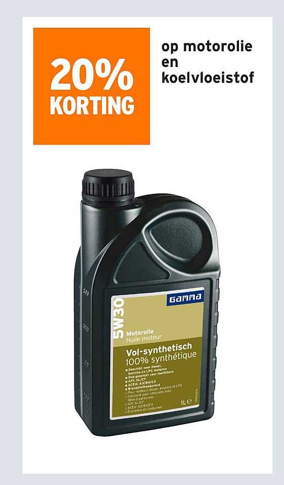 20% KORTING op motorolie en koelvloeistof