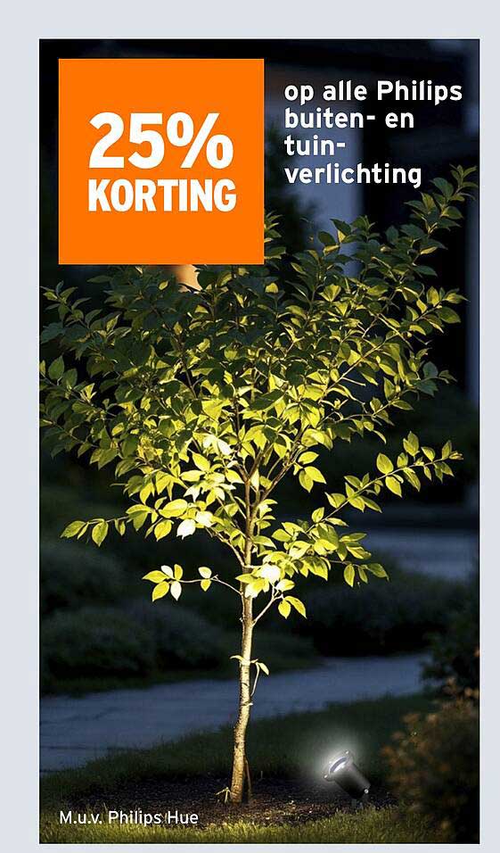 25% KORTING op alle Philips buiten- en tuin-verlichting