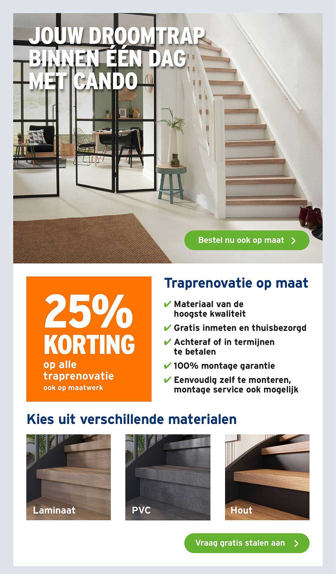 25% KORTING op alle traprenovatie ook op maatwerk