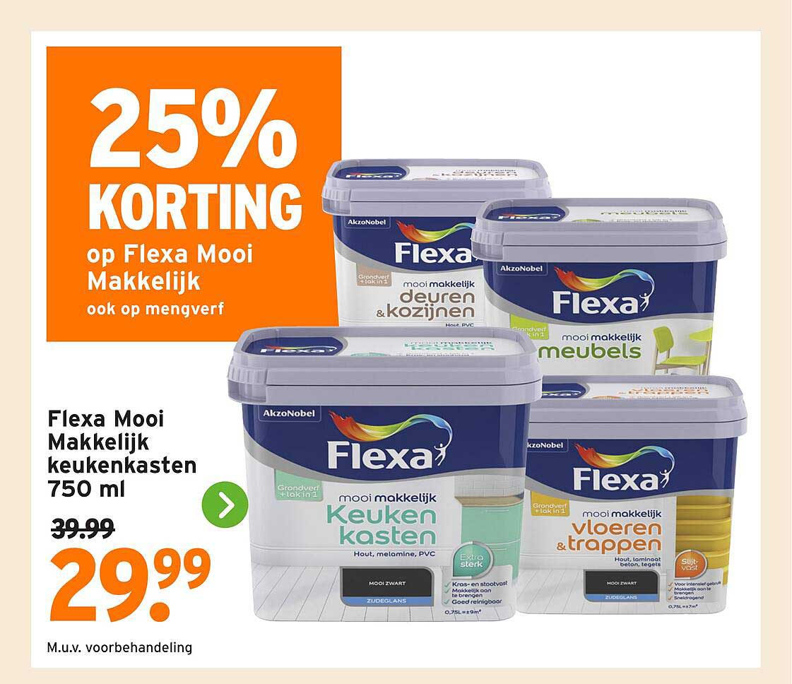 25% KORTING op Flexa Mooi Makkelijk ook op mengverf