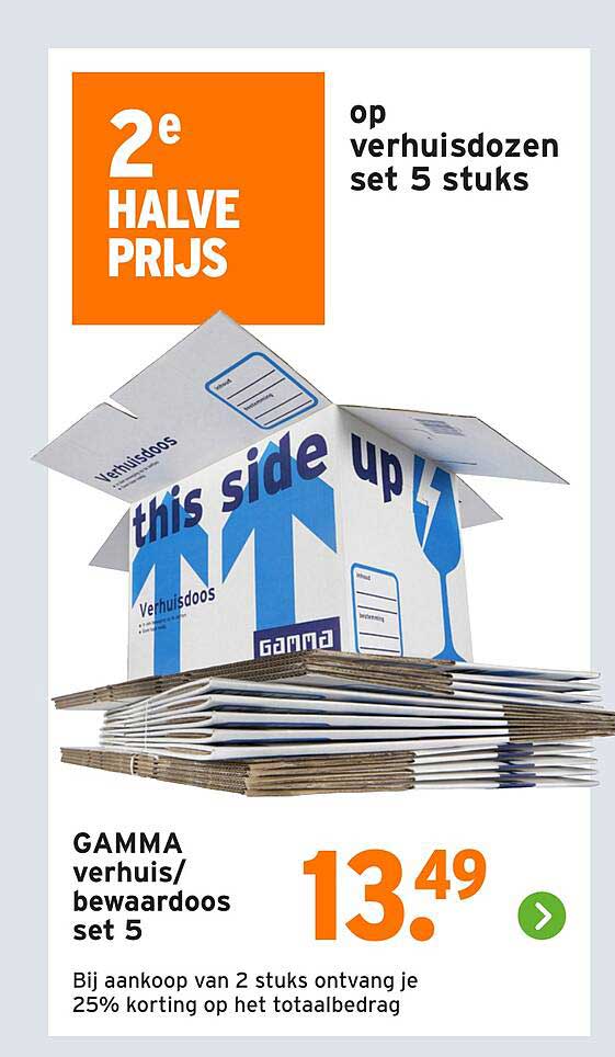 2e HALVE PRIJS op verhuisdozen set 5 stuks