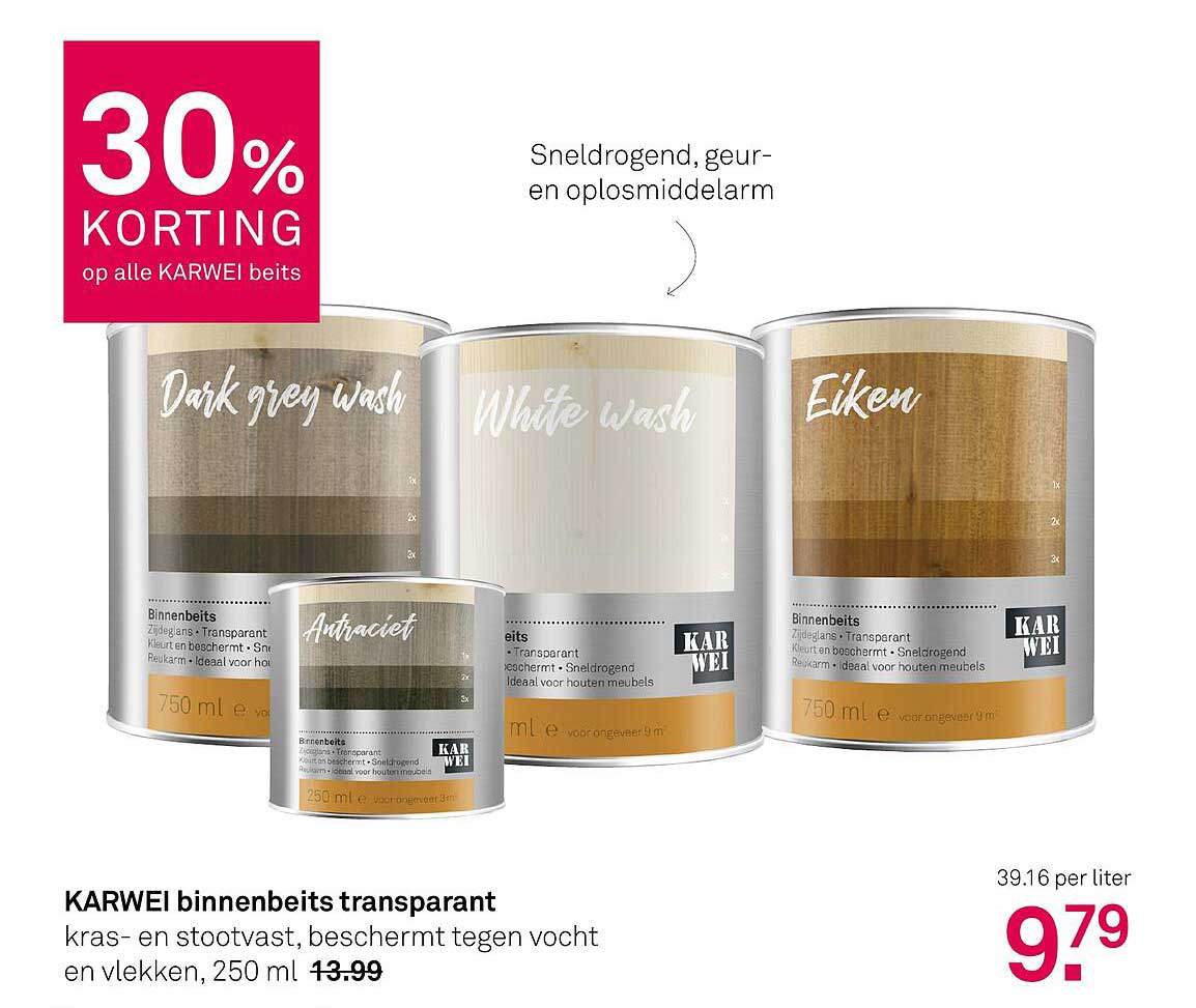 30% KORTING op alle KARWEI beits