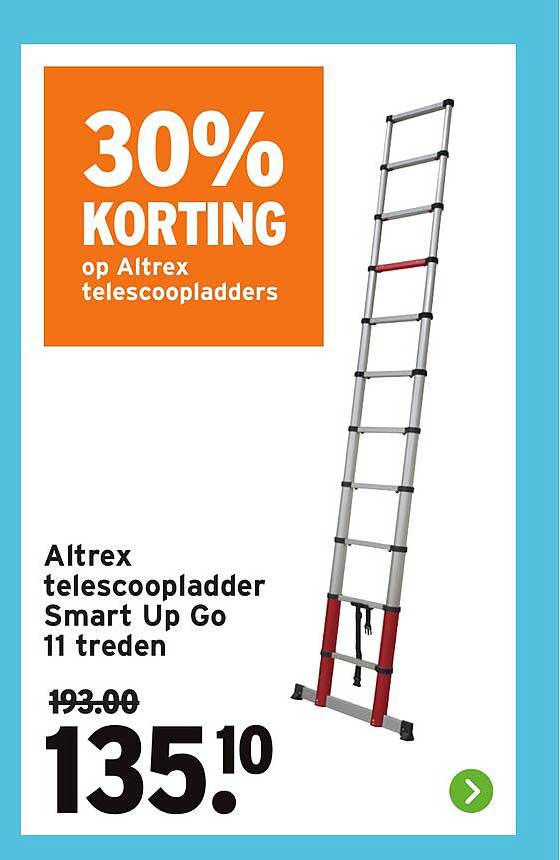 30% KORTING op Altrex telescoopladder Smart Up Go 11 treden
