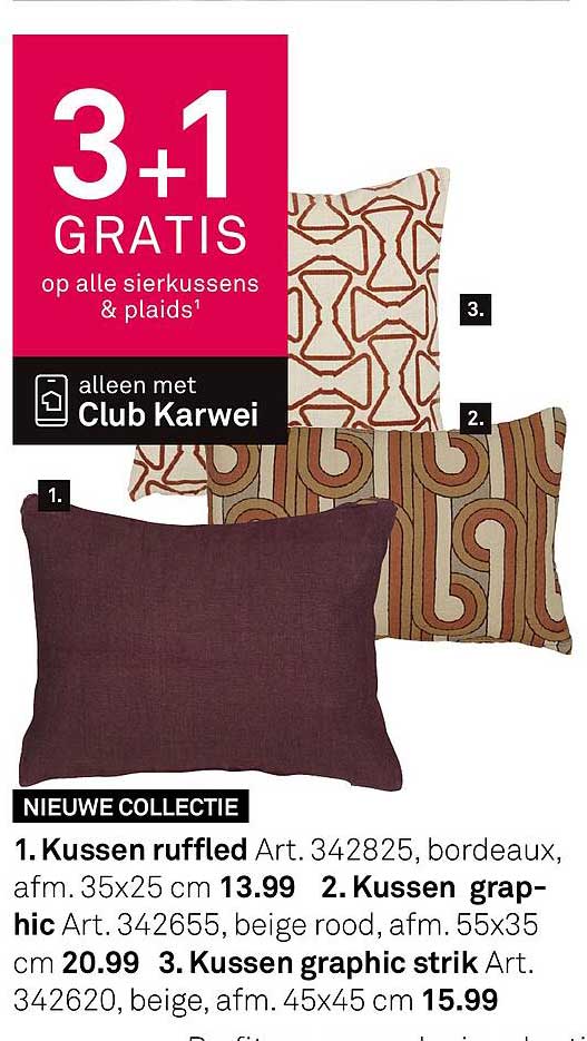 3+1 GRATIS op alle sierkussens & plaids