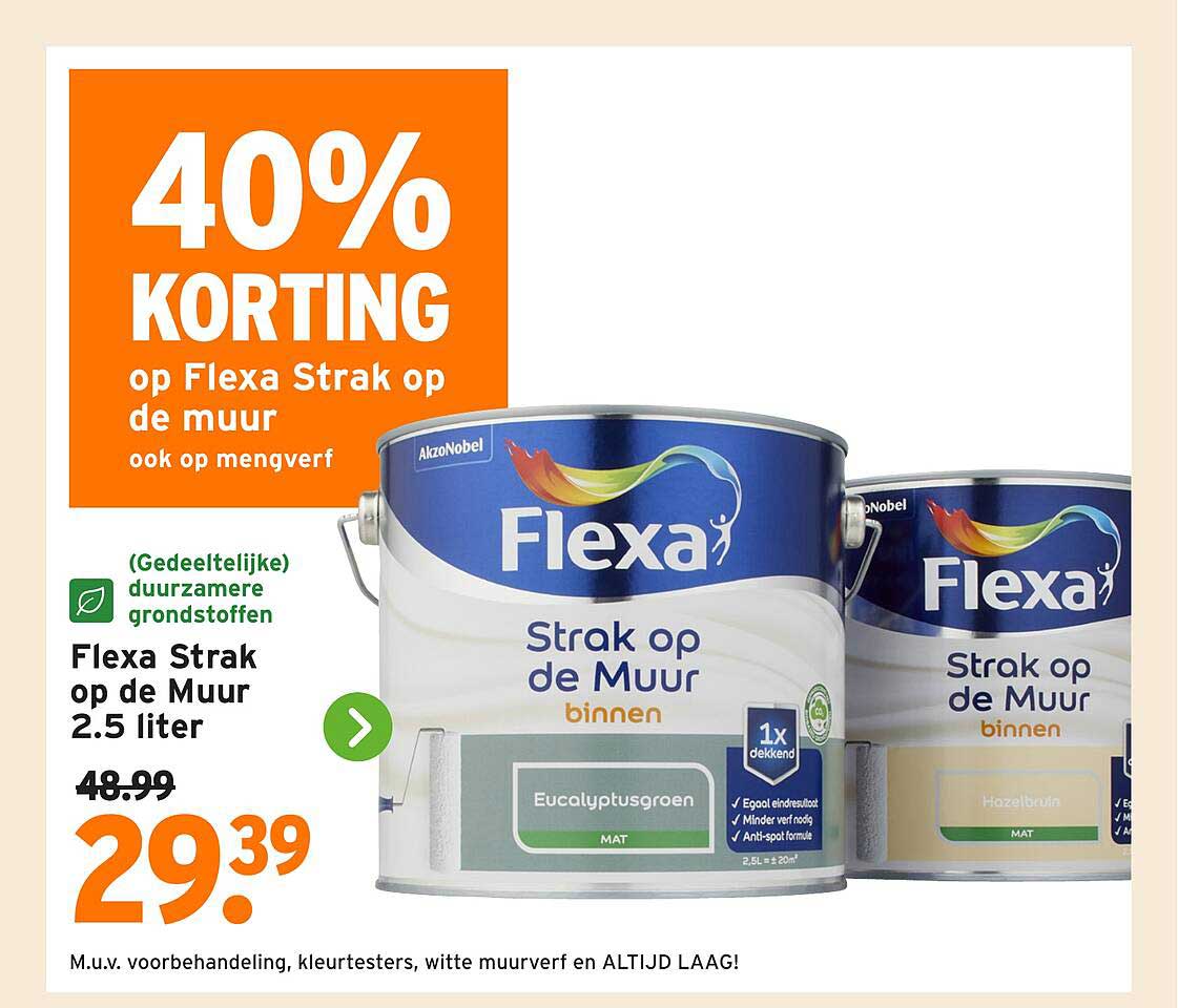 40% KORTING op Flexa Strak op de muur ook op mengverf