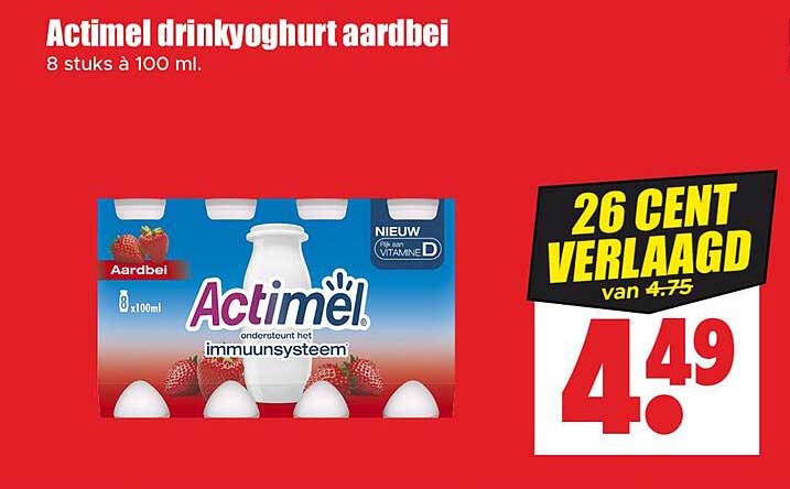 Actimel drinkyoghurt aardbei 8 stuks à 100 ml