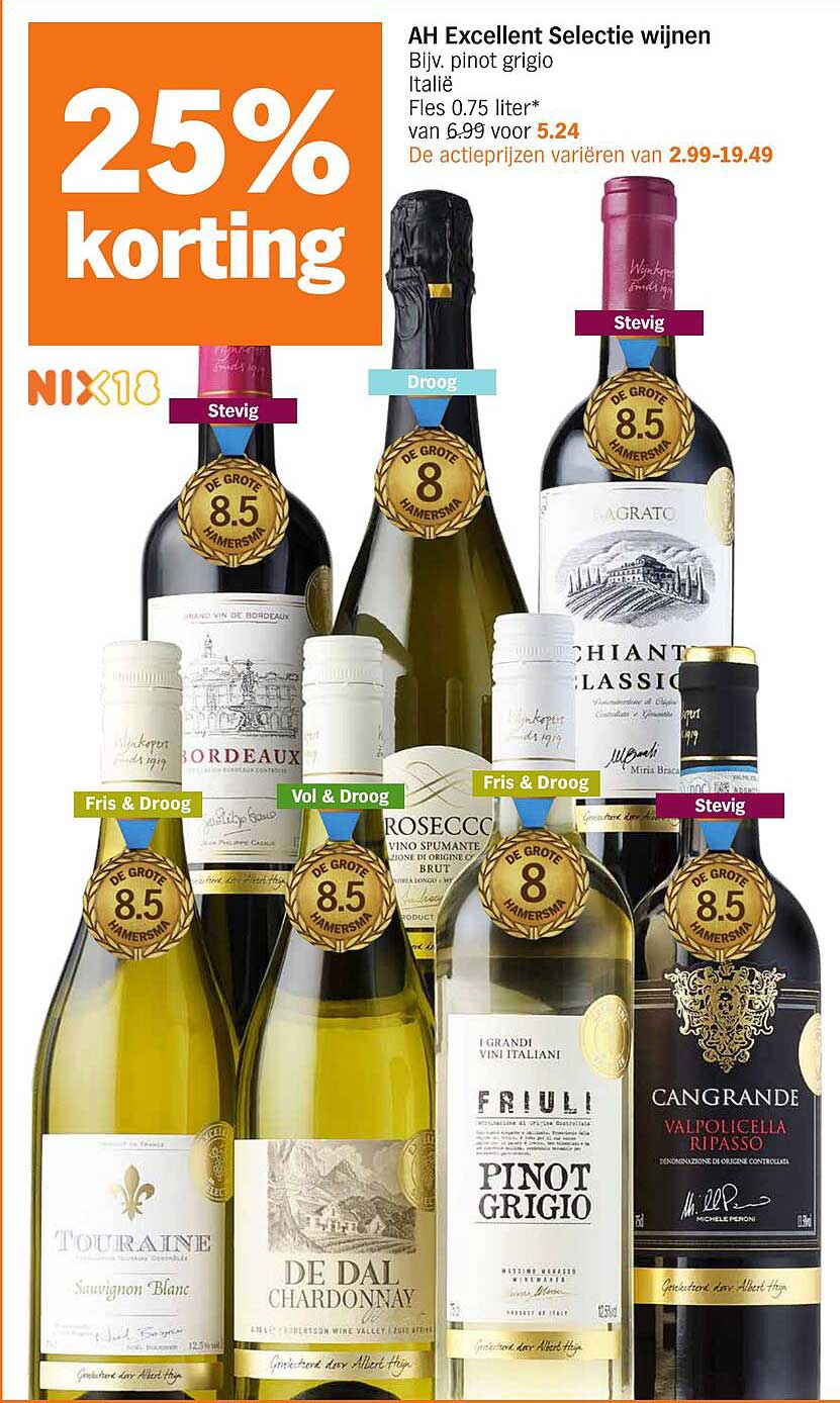 AH Excellent Selectie wijnen Blijv. pinot grigio Italië