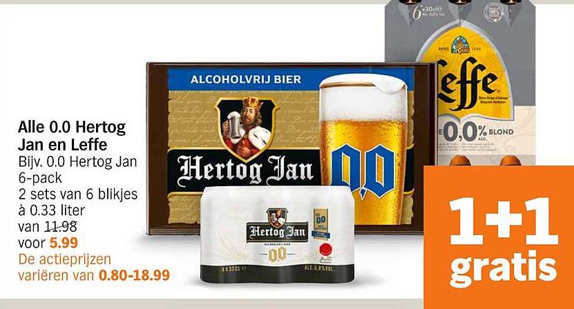 Alle 0.0 Hertog Jan en Leffe