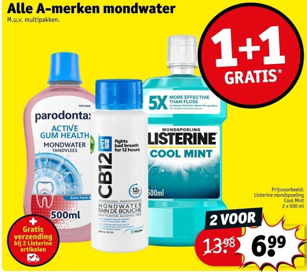 Alle A-merken mondwater 1+1 GRATIS*