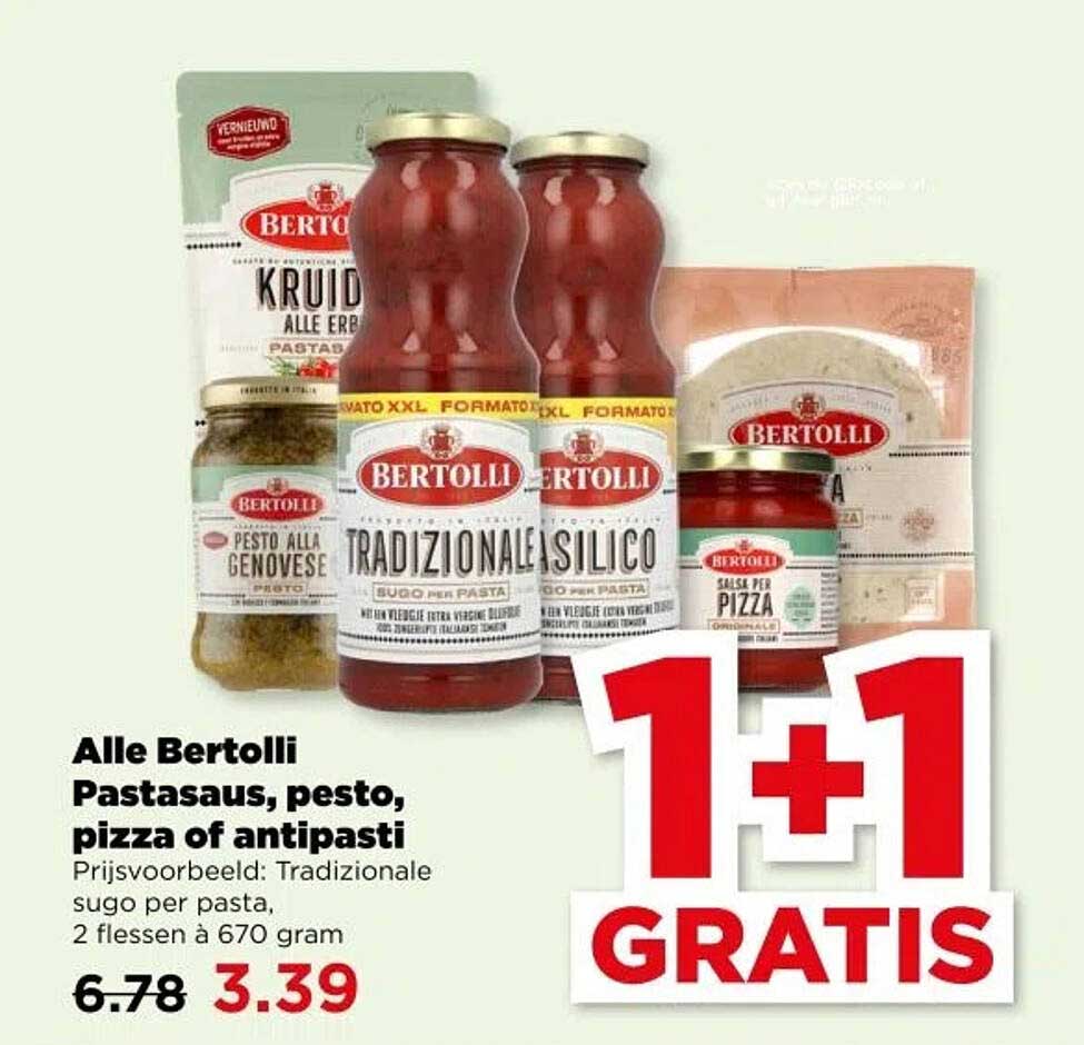 Alle Bertolli Pastasaus, pesto, pizza of antipasti