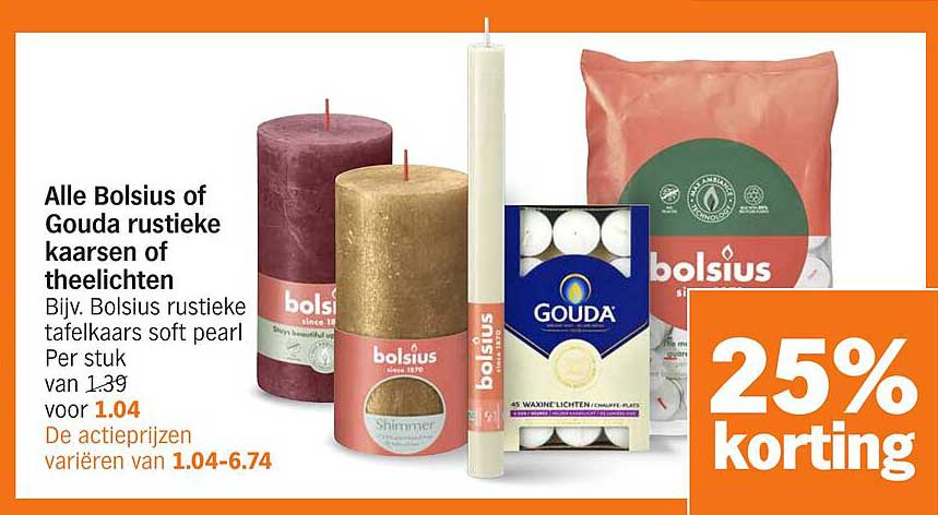 Alle Bolsius of Gouda rustieke kaarsen of theelichten