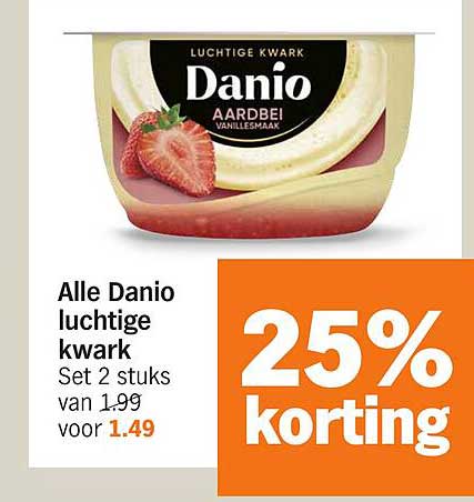Alle Danio luchtige kwark Set 2 stuks van 1,99 voor 1,49