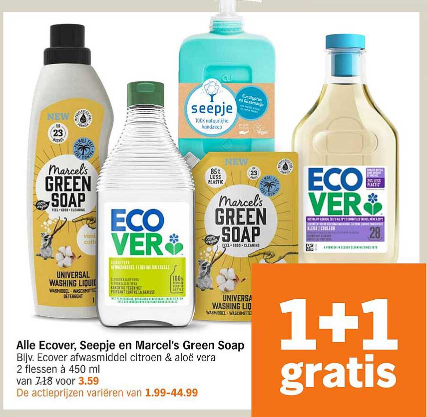 Alle Ecover, Seepje en Marcel’s Green Soap