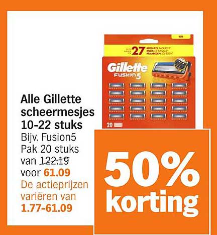 Alle Gillette scheermesjes 10-22 stuks Bljv. Fusion5 Pak 20 stuks voor 61.09