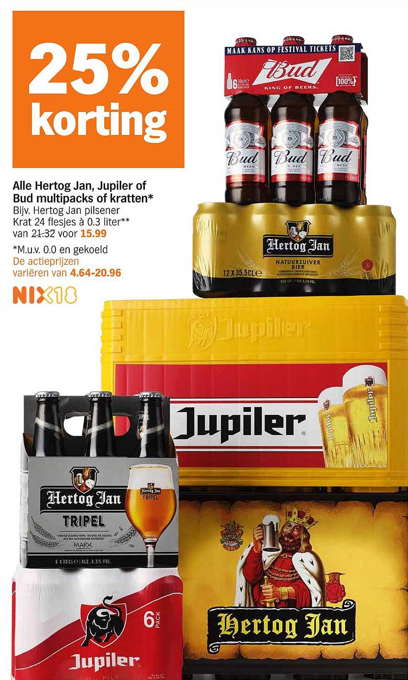 Alle Hertog Jan, Jupiler of Bud multipacks of kratten*
