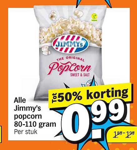 Alle Jimmy’s popcorn 80-110 gram