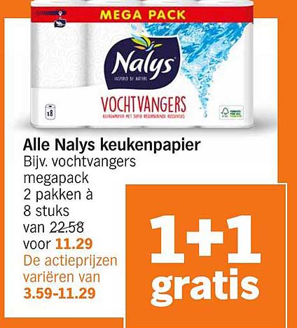Alle Nalys keukenpapier Bijv. vochtvangers megapak 2 pakken à 8 stuks