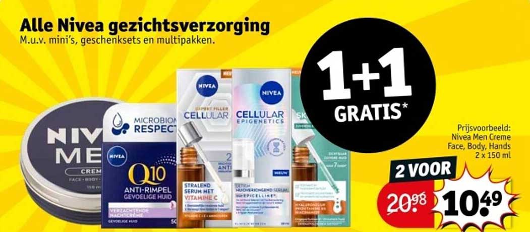 Alle Nivea gezichtsverzorging M.u.v. mini’s, geschenksets en multipakken.