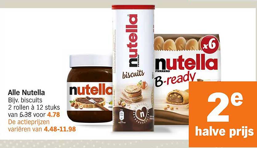 Alle Nutella Bijv. biscuits 2 rollen à 12 stuks van 6.38 voor 4.78