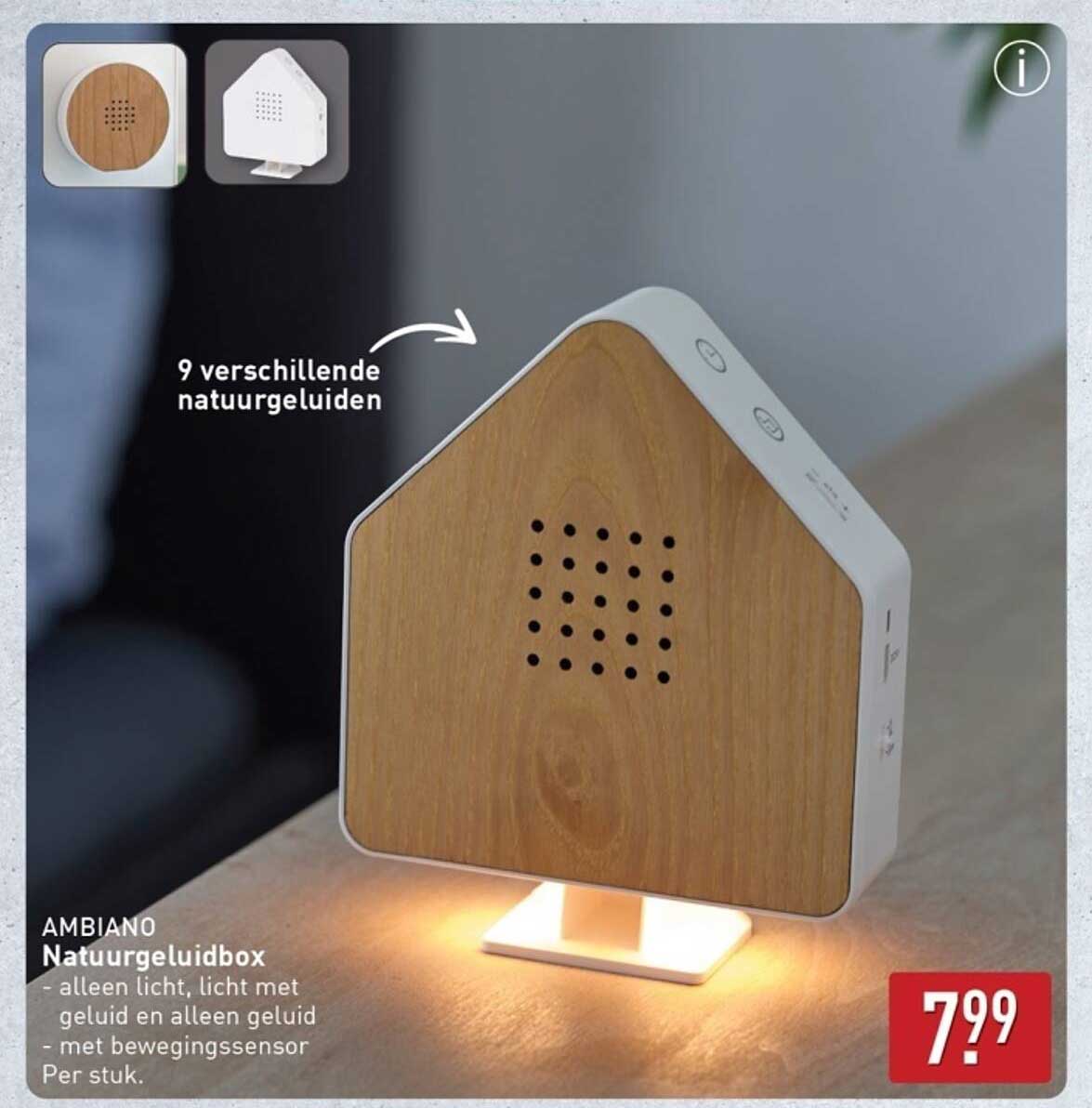 AMBIANO Natuurgeluidbox - alleen licht, licht met geluid en alleen geluid - met bewegingssensor Per stuk.